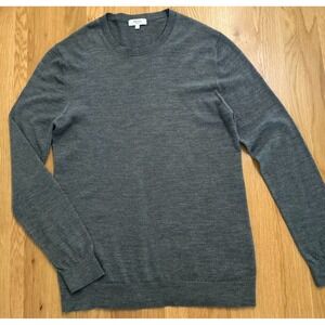 Reiss Wessex Sweater Mens L 100% Wool Gray Crewneck Lightweight Knit Jumper